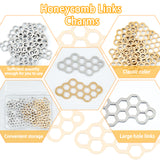 20Pcs 2 Colors 201 Stainless Steel Filigree Joiners, Laser Cut Links, Geometric Honeycomb Shape, Golden & Stainless Steel Color, 26x12x1mm, 10pcs/color