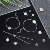 DIY Blank Dome Bracelet Making Kit, Including 304 Stainless Steel Cable Chain Slider Bracelet & Cabochon Connector Settings, Glass Cabochons, Stainless Steel Color, 60Pcs/box