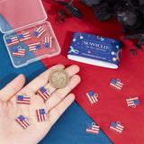 18Pcs Independence Day Alloy Pendants, with Rhinestone, Platinum, Rectangle Flag Charm, Colorful, 14.5x16.5x2mm, Hole: 2.6mm