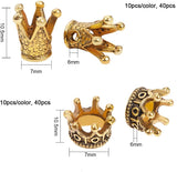 Tibetan Style Alloy Beads, Crown, Mixed Color, 11x7x3cm, 80pcs/box