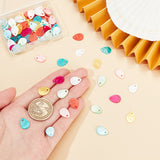 80Pcs 8 Styles Freshwater Shell Dyed Teardrop Charms, Mixed Color, 13x9~10x1~1.5mm, Hole: 1~1.2mm, 10pcs/style