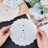 Flower Shape Plastic Ceiling Hook Hangers, Heavy Duty Wall Mounted Dome Bed Canopy Hooks, with Adhesive Sticker & Screw & Anchor Plug, White