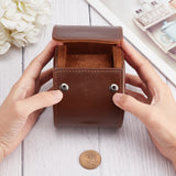 PU Imitation Leather Single Watch Case Box, Watch Display Case, Sandy Brown, 10.2x8.5x7.3cm