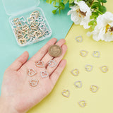 60Pcs 2 Colors Alloy Charms, with Rhinestone, Cadmium Free & Lead Free, Heart, Platinum & Light Gold, 17x15x2mm, Hole: 2.5mm, 30pcs/color