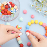 18 Style Food Grade Eco-Friendly Silicone Beads, Chewing Beads For Teethers, DIY Nursing Necklaces Making, Octagon & Round & Rainbow, Mixed Color, 14~18x14~25x9~15mm, Hole: 2~3mm, 66pcs/box