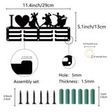 Sports Theme Iron Medal Hanger Holder Display Wall Rack, 3-Line, with Screws, Dance, Sports, 130x290mm, Hole: 5mm