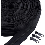 Garment Accessories, Zip-fastener Component Sets, #3 Nylon Zipper & Iron Zipper Puller, Black, 1000x2.5x0.2cm, 1stand, Head: 27mm, 20pcs