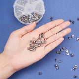 180Pcs 6 Styles 304 Stainless Steel Beads, Spacer Beads, Round & Rondelle & Bicone & Flat Round, Stainless Steel Color