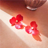 50Pcs 3-Petal Spray Paint ABS Plastic Imitation Pearl Bead Caps, Flower, FireBrick, 35.5x38.5x12.5mm, Hole: 2.2mm