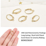 Brass Leverback Earring Findings, with Loop, Nickel Free, Real 18K Gold Plated, 19.5~20.5x12.5x3.5mm, Hole: 1.5mm, Pin: 0.8mm, 10pcs/box