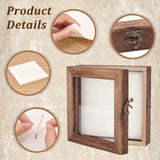 Wood Jewelry Presentation Boxes with White EVA Foam Mat Inside, Flap Cover Insect Specimen Display Case with Visible Acrylic Window, Square, Coconut Brown, 14.85x14.85x4.7cm