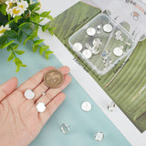 20Pcs Brass Stud Earring Settings, Flat Round, with 20Pcs Friction Ear Nuts, 925 Sterling Silver Plated, 14mm, Tray: 12mm