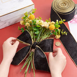 10 Yards Polyester & Cotton Ribbons, Garment Accessories, for Bouquet Decoration, Bowknot Making, Gold, 2-1/2 inch(65mm)