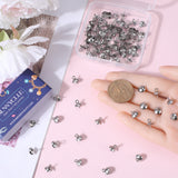 100Pcs 304 Stainless Steel Screw Cup Peg Bails, For Half Drilled Beads, Stainless Steel Color, 10x8mm, Hole: 2mm, Pin: 1.2mm