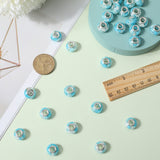 50Pcs Transparent Resin European Rondelle Beads, Large Hole Beads, with Snowflake Polymer Clay and Platinum Tone Alloy Double Cores, Light Sky Blue, 14x8.5mm, Hole: 5mm