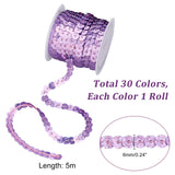 Eco-Friendly Plastic Paillette Beads, Sequins Roll, Mixed Color, 6mm, about 5m/roll, 30rolls/set