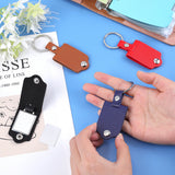 4Pcs 4 Colors Sublimation Keychain Blanks, PU Leather Keychain with Zinc Alloy Key Rings, Double-Side Printed Heat Transfer Keychain, Mixed Color, 10.3cm, 1pc/color