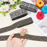 15M 3 Styles Ethnic Style Embroidery Polyester Ribbons, Rhombus & Flower & Leaf Pattern, Black, Mixed Patterns, 1-1/8~1-5/8 inch(30~40mm), 5m/style