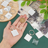 DIY Blank Square Keychain Making Kit, Including Zinc Alloy Keychain Cabochon Settings with Iron Split Key Rings, Glass Cabochons, Platinum, 30Pcs/set