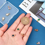 10Pcs 5 Colors Brass Micro Pave Cubic Zirconia Pendants, Long-Lasting Plated, Oval, Mixed Color, 12x8x3mm, Hole: 2.6mm, 2pcs/color