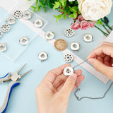 Alloy Hang Snap Base Pendant, for Interchangeable Snap Charms Jewelry Making, Flat Round, Platinum, 23x19x5mm, Hole: 2mm, 16pcs/box