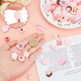 64Pcs 16 Style Resin Cabochons, Cake & Biscuit & Cookie & Macarons & Donut & Ice Cream, Pink, 4pcs/style