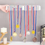 Iron Wall Mounted Medal Holders, Medal Display Hanger Rack, 3 Lines, with Screws, White, 17pcs/set