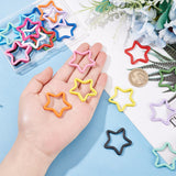 24Pcs 12 Colors Spray-painted Iron Keychain Clasps, Star Shape, Mixed Color, 35x35x3mm, Inner Diameter: 28~29mm, 2pcs/color