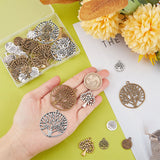 56Pcs 14 Styles Tibetan Style Alloy Pendants, Tree of Life Charm, Mixed Color, 18.5~29x15~25x1.5~2.5mm, hole: 2~4.5mm, 4pcs/style