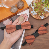 2Pcs 2 Style Adjustable Wood Bow Ties, with Polyester Band, Sienna, 290~492x9.5~10mm, 1pc/style