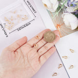 16Pcs Brass Pave Clear Cubic Zirconia Teardrop Tube Bails, Loop Bails, with 20Pcs Open Jump Rings, Nickel Free, Real 14K Gold Plated, 11.5x6x3mm, Hole: 1.6mm