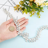 1Pc Shiny Flower Crystal Rhinestone Collar Trim, Flexible Sewing Crafts Bridal Costume Embellishment, Platinum, 450x20.5x6.5mm, Hole: 4mm