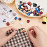 72Pcs 12 Colors 1-Hole PU Leather Buttons, with Aluminium Findings, Mushroom Shape Button, Mixed Color, 15x8mm, Hole: 1.6mm, 6pcs/color