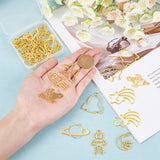 32Pcs 8 Styles Alloy Open Back Bezel Pendants, For DIY UV Resin, Epoxy Resin, Pressed Flower Jewelry, Cadmium Free & Lead Free, Mixed Shapes, Golden, 4pcs/style