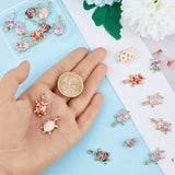 24Pcs 6 Colors Alloy Enamel Pendants, Light Gold, Tortoise, Mixed Color, 24~24.5x13.5x5mm, Hole: 1.8mm, 4pcs/color