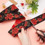 Ethnic Style Embroidery Polyester Ribbons, Jacquard Ribbon, Garment Accessories, Floral Pattern, Red, 2 inch(50mm), about 7.66 Yards(7m)/Bundle