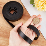 Flat Cowhide Leather Cord, for Jewelry Making, Black, 15x2mm