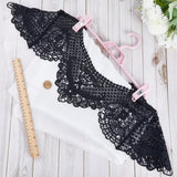 Polyester Computerized Embroidery Collar, Detachable Lace Neckline Trim, Garment Accessories, Black, 300x770x2mm