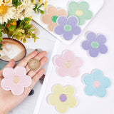 Macaron Color 5-Petal Flower Shape Iron on/Sew on Computerized Embroidery Polyester Clothing Patches, Appliques, Mixed Color, 63.5~64x65.5~66x1.5mm, 12pcs/set