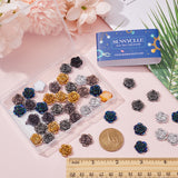 100Pcs 5 Colors Electroplated Resin Cabochons, Flower, Mixed Color, 14x14x5mm, 20pcs/color