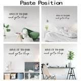 PVC Quotes Wall Sticker, for Stairway Home Decoration, Word GIVE IT TO GOD and Go To Sleep, Black, 29x79cm