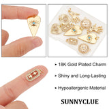 10Pcs 5 Style Brass Micro Pave Clear Cubic Zirconia Pendants, Evil Eyes, Mixed Shapes, Real 18K Gold Plated, 2pcs/style