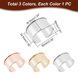 3Pcs 3 Colors Alloy Grooved Bangles, Punk Style Wide Band Cuff Bangle, for Gemstone, Leather Inlay Bangle Making, Mixed Color, 1-3/8 inch(3.45cm), Hole: 1.4mm, Inner Diameter: 2-3/8x1-3/4 inch(6x4.6cm), 1pc/color