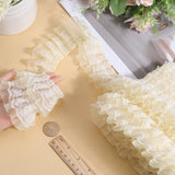 Polyester Ribbon, Wave Edge Ornamnent, Ruffle Lace Trimming, Costume Dress Accessories, Beige, 50x1mm