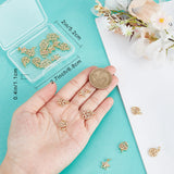 24Pcs 4 Style Rack Plating Brass Charms, with Jump Ring, Lead Free & Cadmium Free, Hollow, Heart/Flat Round/Star/Rectangle with Tree of Life Charm, Real 18K Gold Plated, 12~13x10~10.5x1.5mm, Hole: 3mm, 6pcs/style