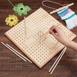 1Pc Wood Crochet Blocking Boards, Knitting Loom, with 20Pcs Round Wooden Sticks, BurlyWood, Board: 33x32.5x1.75cm, Hole: 6mm, Sticks: 15x0.6cm