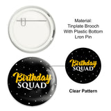 Tinplate Brooch, with Plastic Bottom & Iron Pin, Flat Round, Colorful, Birthday Themed Pattern, 58x4mm, 9pcs/set