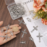 Religion Theme Jewelry Making Finding Kits, Including Alloy Oval Chandelier Component Link & Cross Pendants, Antique Silver, 40Pcs/box