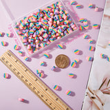 200Pcs 2 Style Handmade Polymer Clay Beads, Heart & Flat Round with Stripe Pattern, Colorful, 7.5~9.5x8~9.5x4~5mm, Hole: 1~1.2mm, 100pcs/style