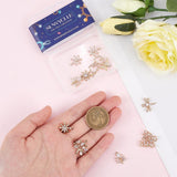 16Pcs 8 Style Brass Micro Pave Cubic Zirconia Pendants, Light Gold, Long-Lasting Plated, Cadmium Free & Lead Free, Butterfly/Heart/Leaf Charm, Clear, 13.5~18.5x11~20x2.5~4mm, Hole: 1~1.6mm, 2pcs/style